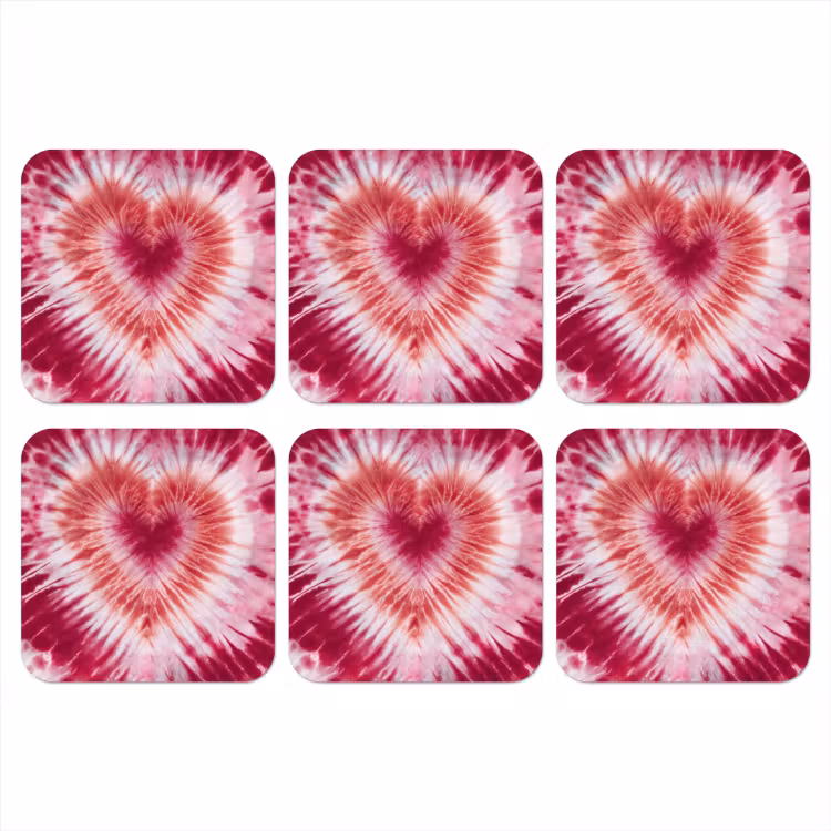 Onderzetter - Hartvorm - Roze - Tie dye — 1