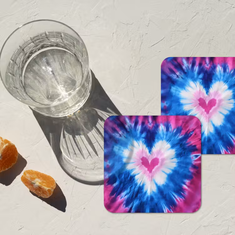 Onderzetter - Hartvormig - Tie dye - Paars — 3