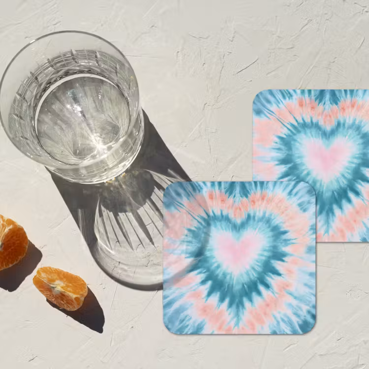 Onderzetter - Hartvormig - Tie dye - Pasteltinten - Lichtgroen — 3