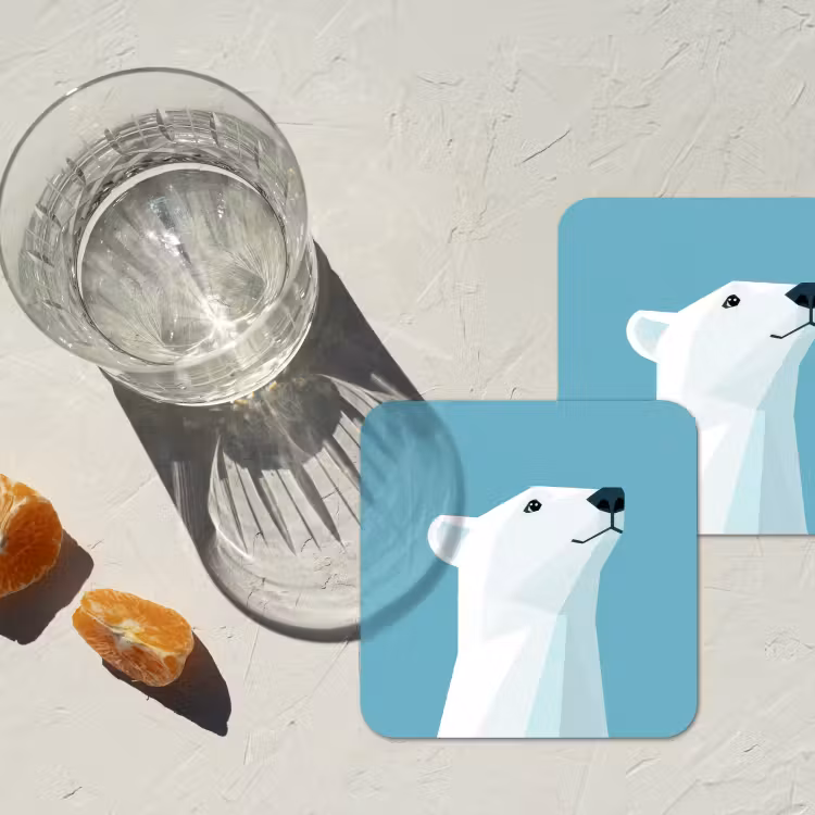 Onderzetter - Ijsbeer - Lichtblauw - Minimalistisch — 3