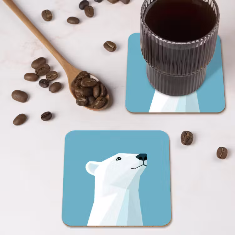 Onderzetter - Ijsbeer - Lichtblauw - Minimalistisch — 4