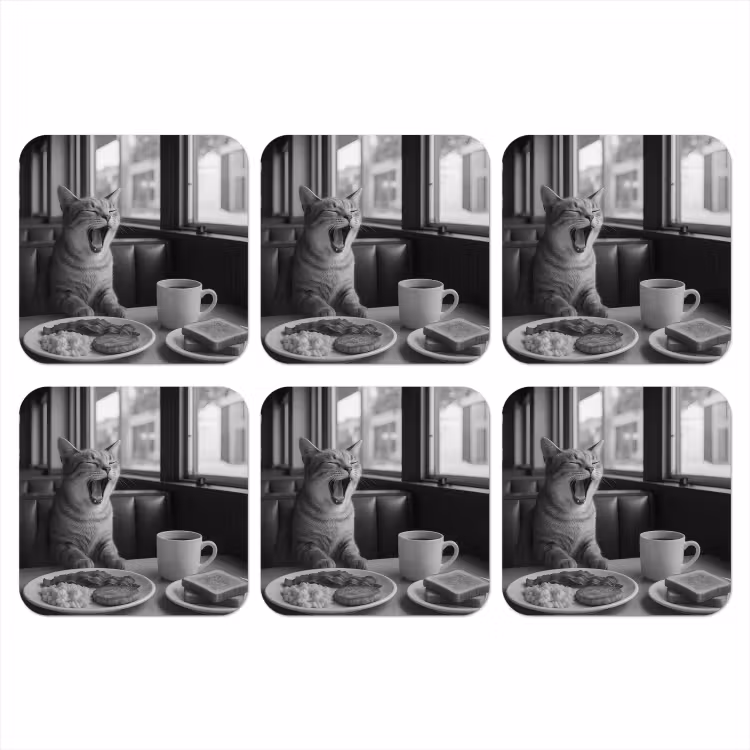 Onderzetter - Kat - Koffie - Brood - Zwart — 1