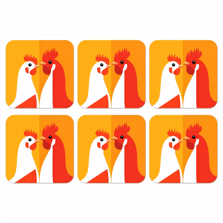 Onderzetter - Kippen - Oranje - Vlakken — 1