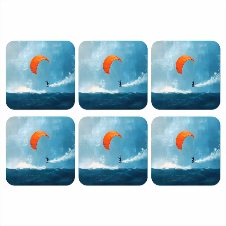 Onderzetter - Kitesurfer - Oranje - Zee - Lucht — 1