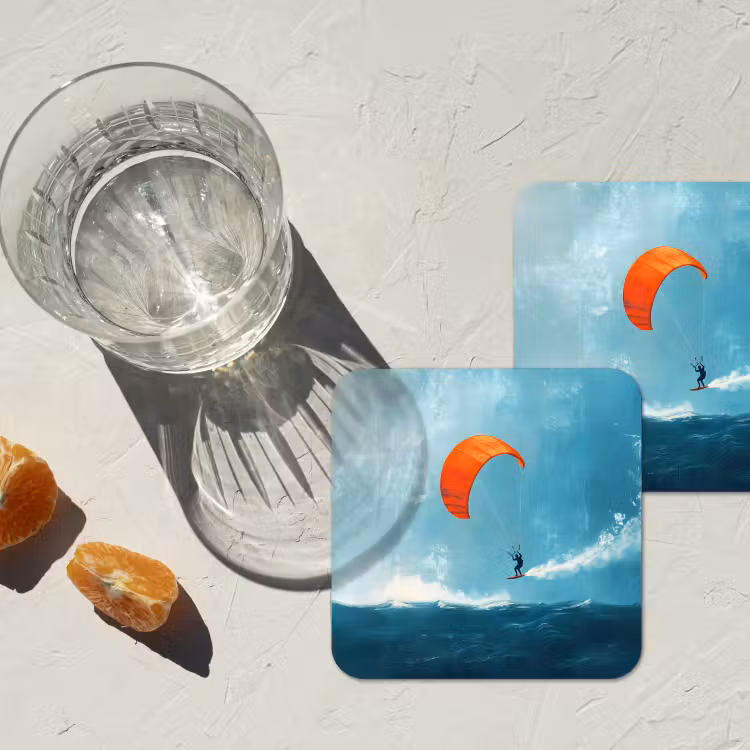 Onderzetter - Kitesurfer - Oranje - Zee - Lucht — 3