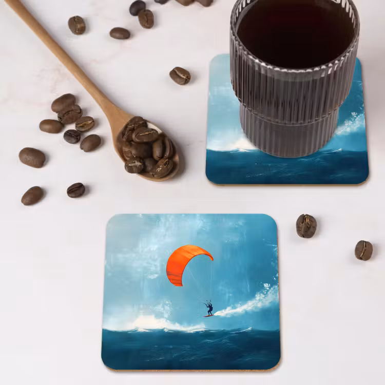 Onderzetter - Kitesurfer - Oranje - Zee - Lucht — 4