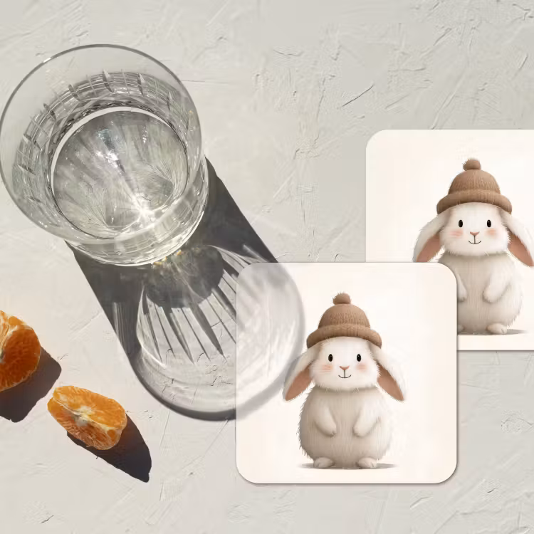 Onderzetter - Konijn - Muts - Oren - Beige — 3