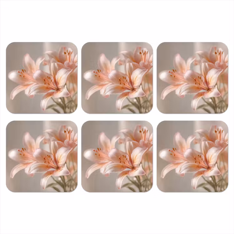 Onderzetter - Lelies - Meeldraden - Roze - Wazig — 1