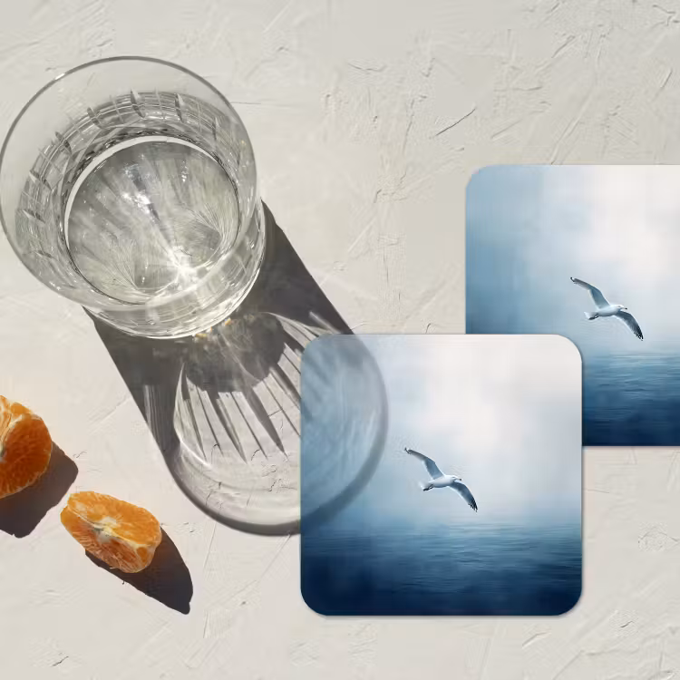 Onderzetter - Meeuw - Wit - Zee - Mistig — 3