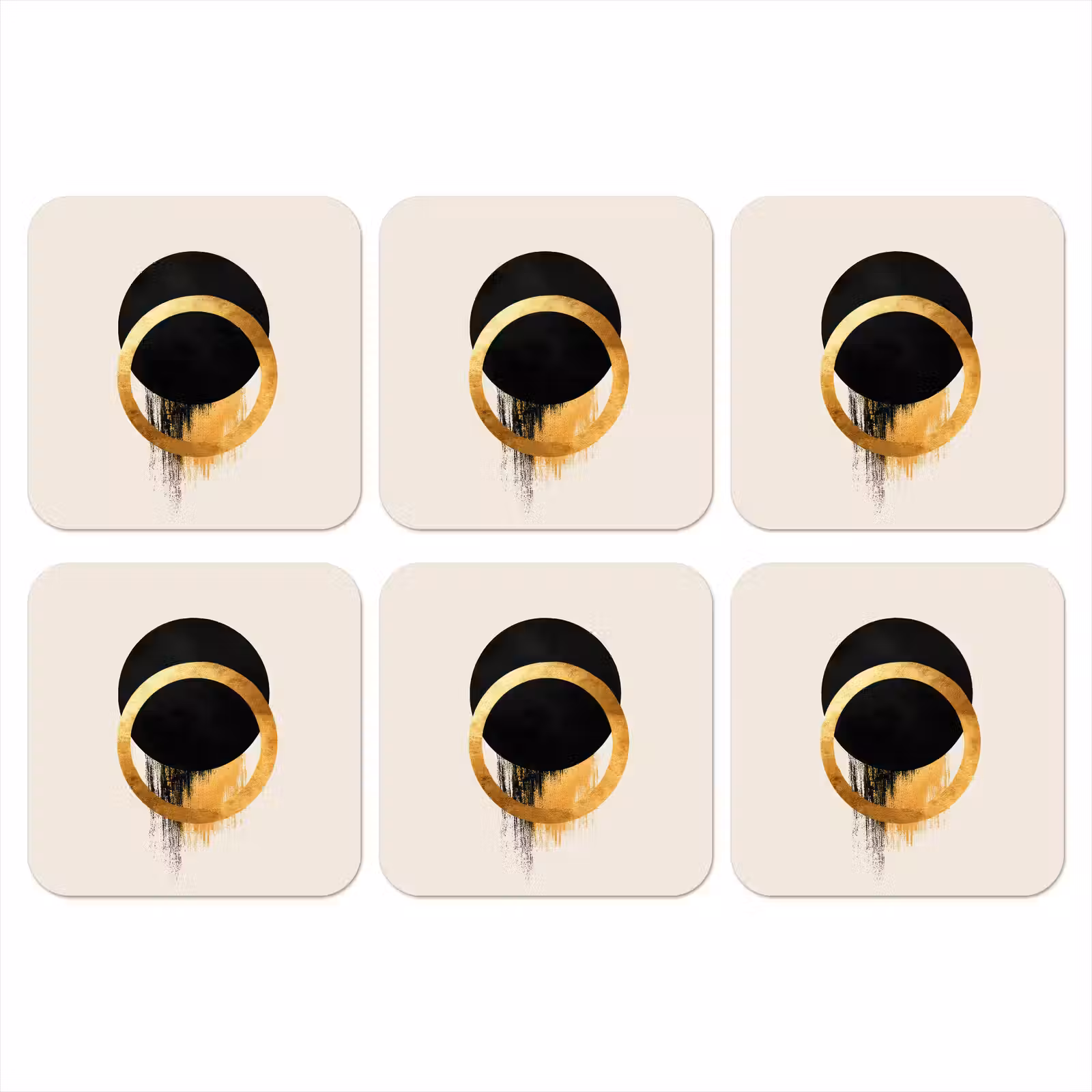 Onderzetter - Abstract ontwerp - Zwarte cirkel - Verfvlekken — 1