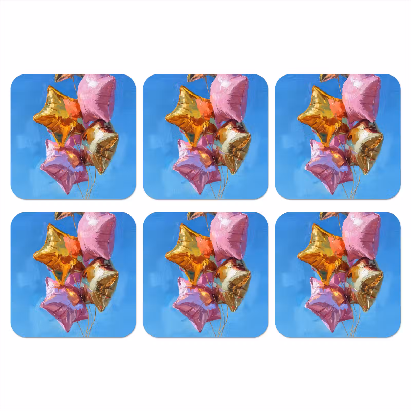 Onderzetter - Ballonnen - Goud - Stervorm - Roze — 1