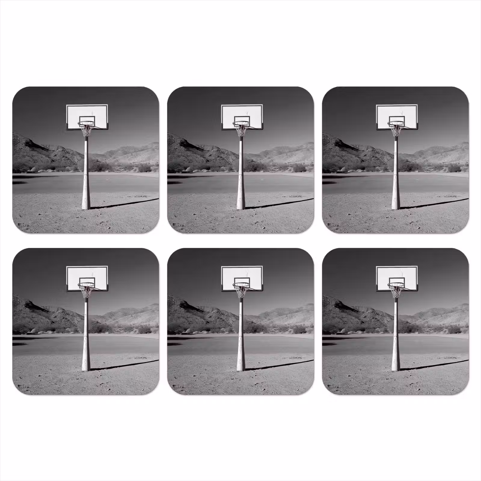 Onderzetter - Basketbalpaal - Landschap - Zand - Wit — 1