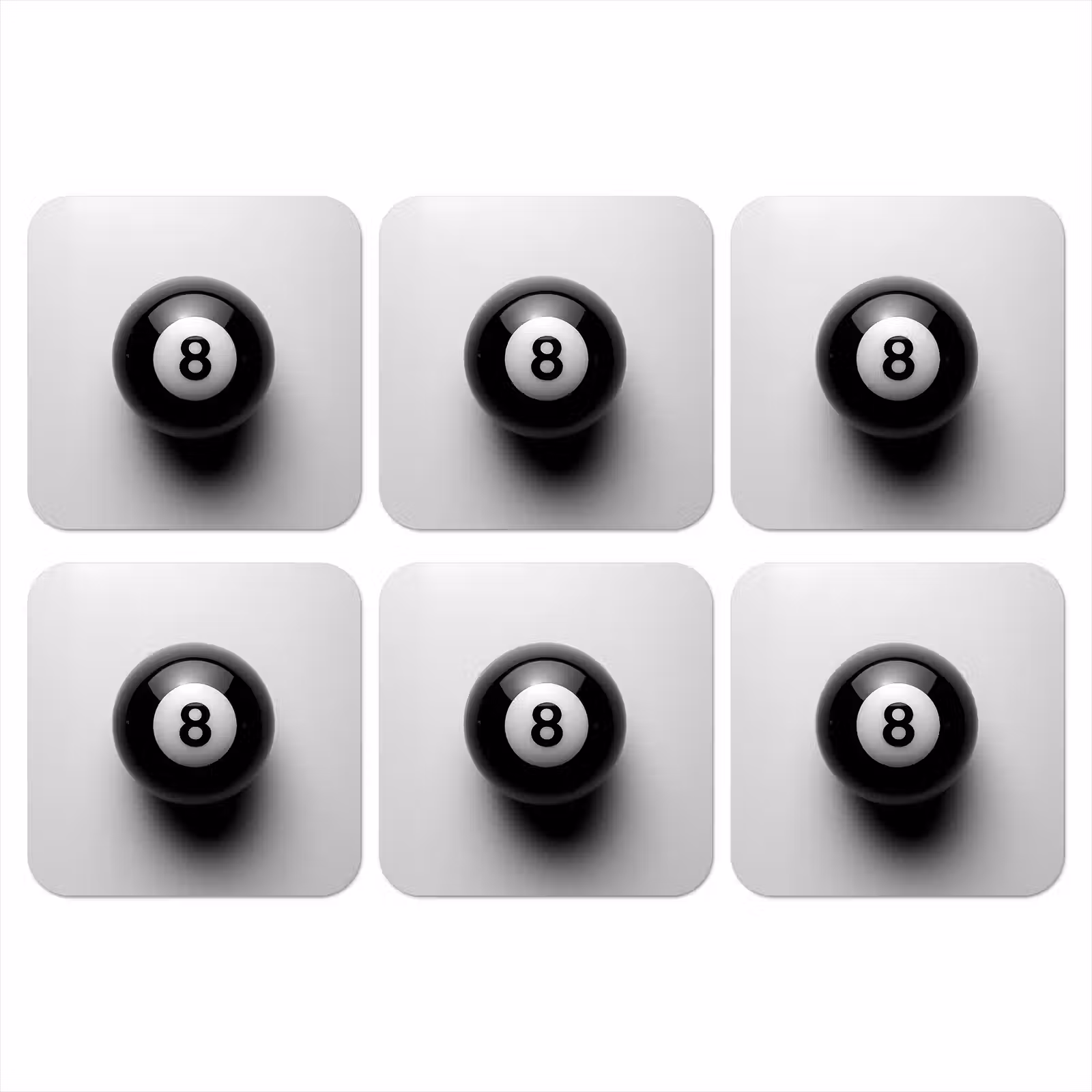 Onderzetter - Biljartbal - Getal - Acht - Wit — 1