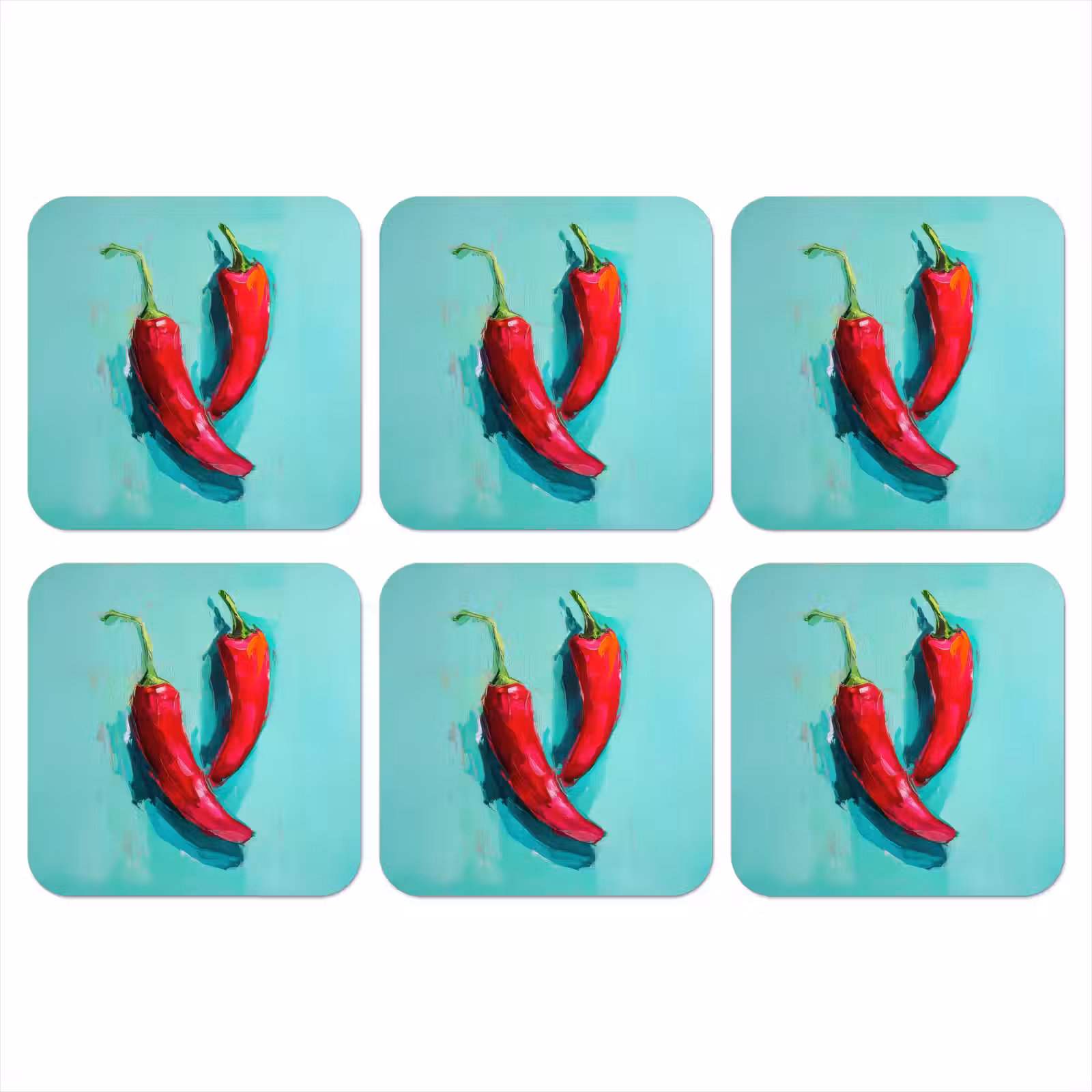 Onderzetter - Chilipepers - Geverfd - Rood — 1