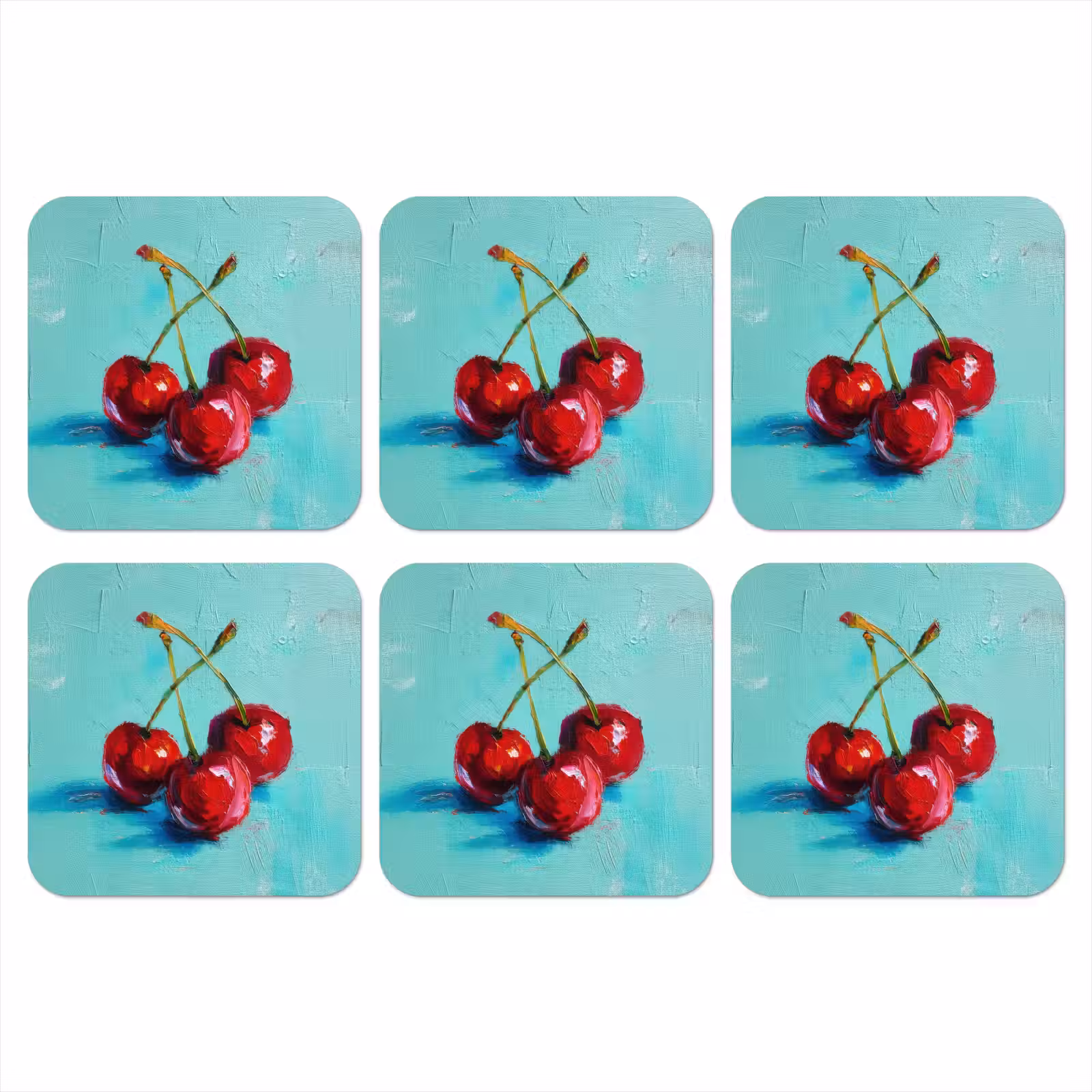 Onderzetter - Kersen - Rood - Drie - Geverfd — 1