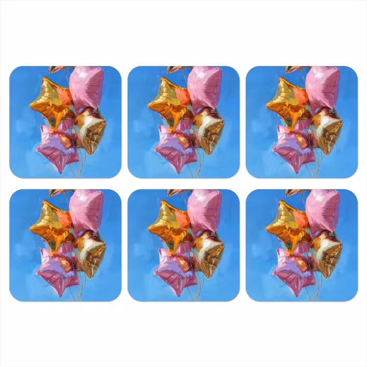 Onderzetter - Ballonnen - Goud - Stervorm - Roze — 1