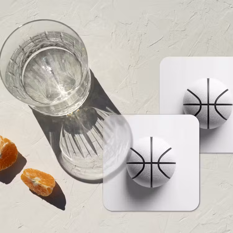 Onderzetter - Basketbal - Wit - Schaduw - Lijnen — 3