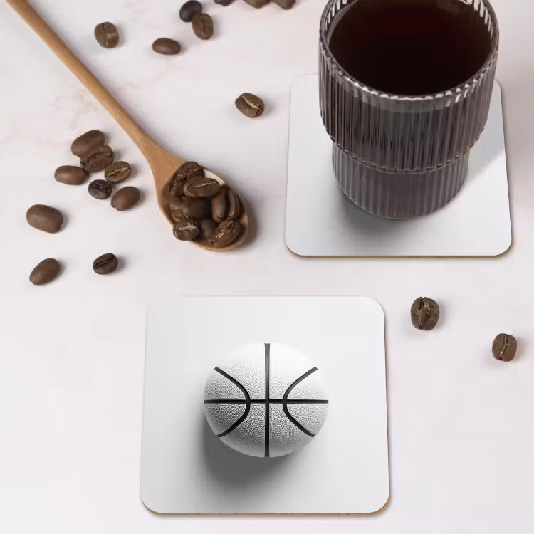 Onderzetter - Basketbal - Wit - Schaduw - Lijnen — 4