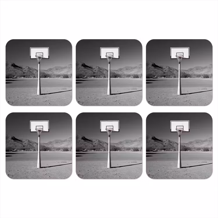Onderzetter - Basketbalpaal - Landschap - Zand - Wit — 1