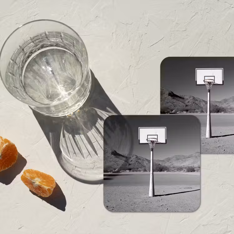 Onderzetter - Basketbalpaal - Landschap - Zand - Wit — 3