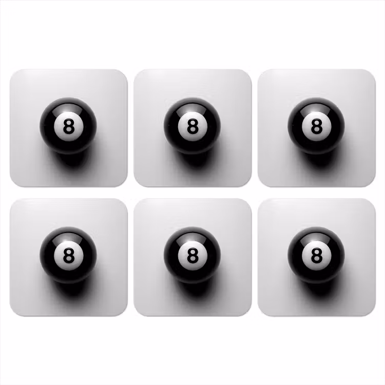 Onderzetter - Biljartbal - Getal - Acht - Wit — 1