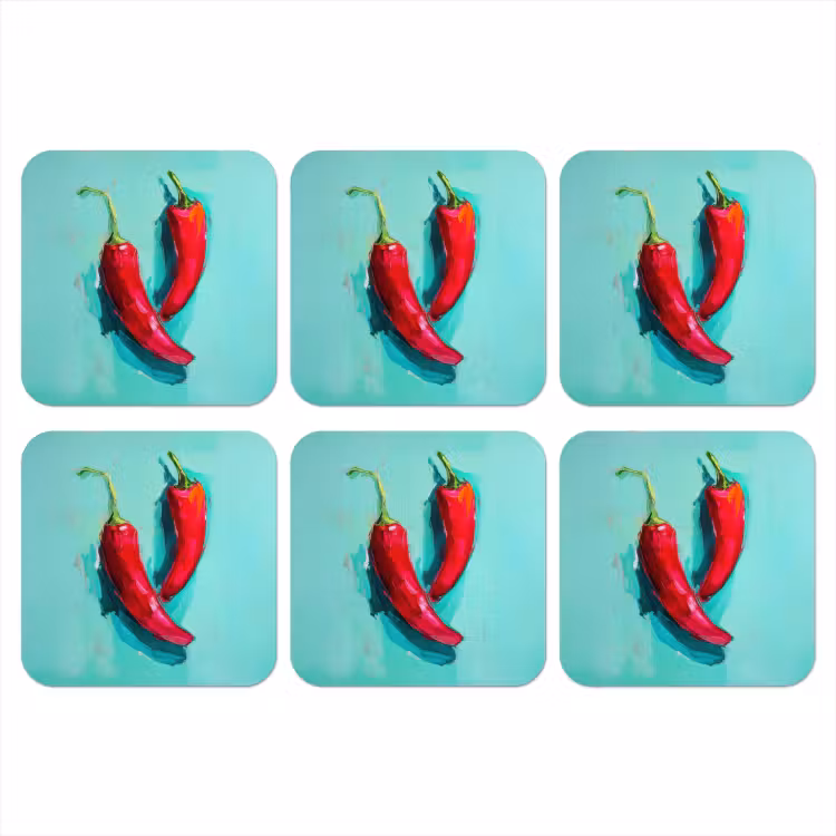 Onderzetter - Chilipepers - Geverfd - Rood — 1