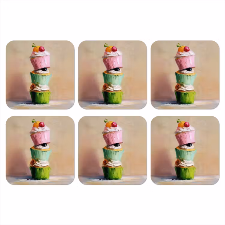 Onderzetter - Cupcakes - Gestapeld - Kleurrijk - Fruit — 1