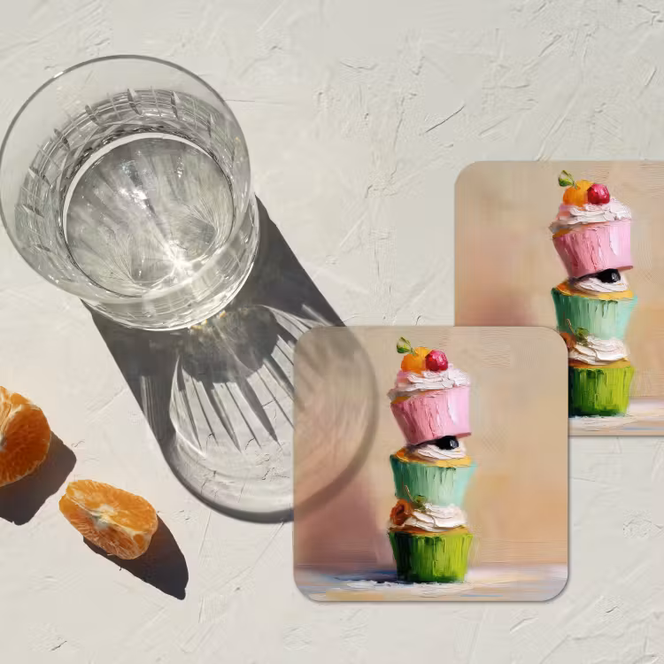 Onderzetter - Cupcakes - Gestapeld - Kleurrijk - Fruit — 3