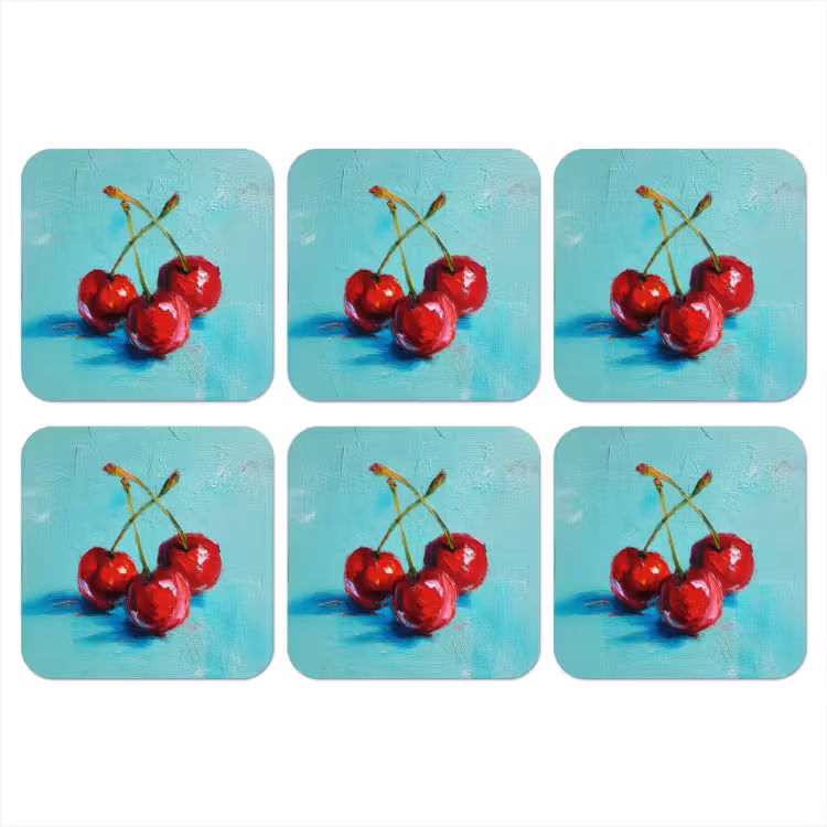 Onderzetter - Kersen - Rood - Drie - Geverfd — 1