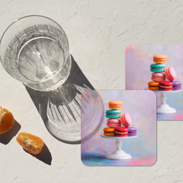Onderzetter - Macarons - Schaal - Pastel - Kleurrijk — 3