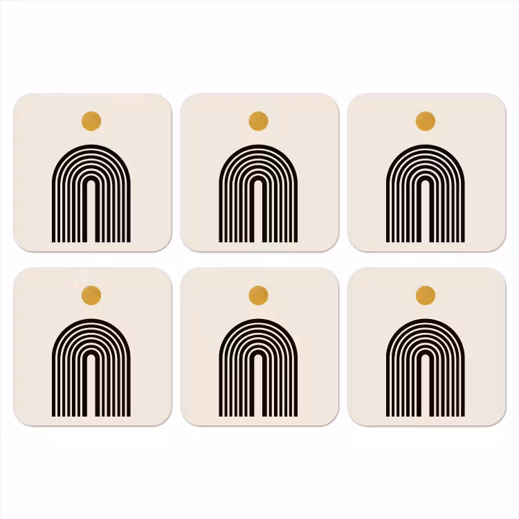 Onderzetter - Minimalistisch - Zwarte boog - Gouden cirkel — 1