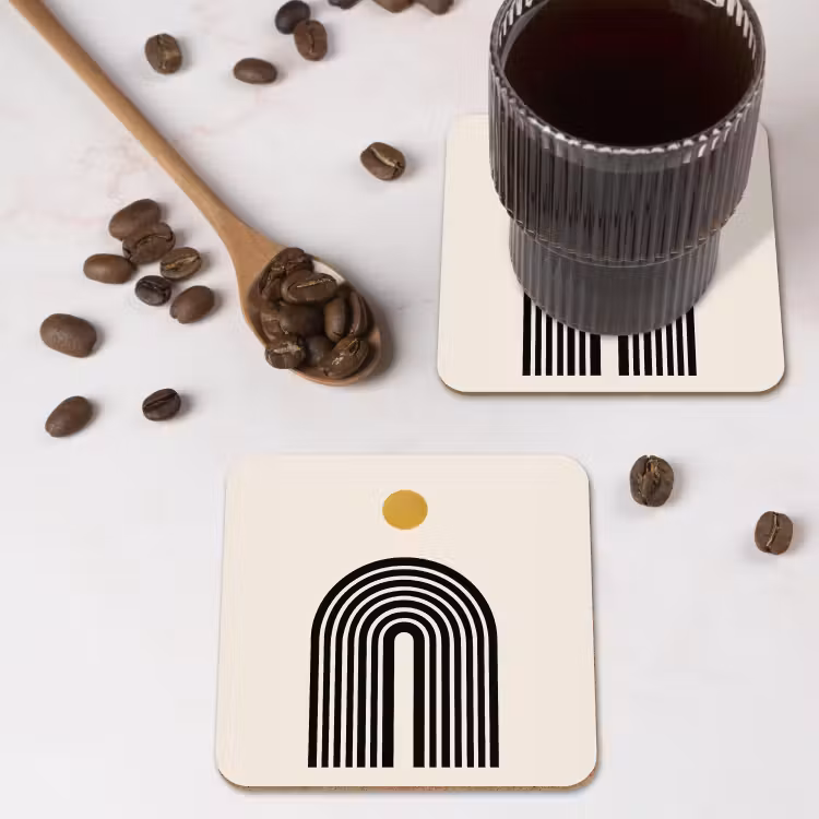 Onderzetter - Minimalistisch - Zwarte boog - Gouden cirkel — 4