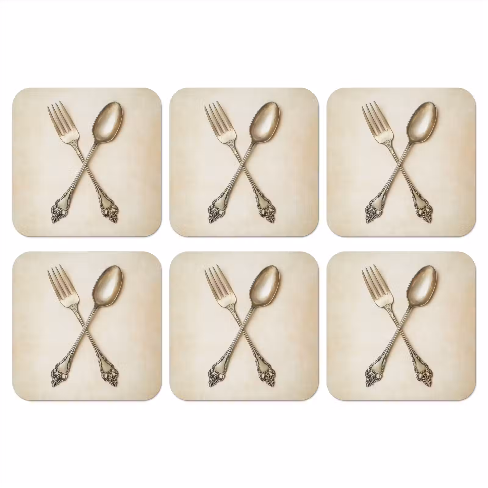 Onderzetter - Beige - Vintage - Bestek — 1