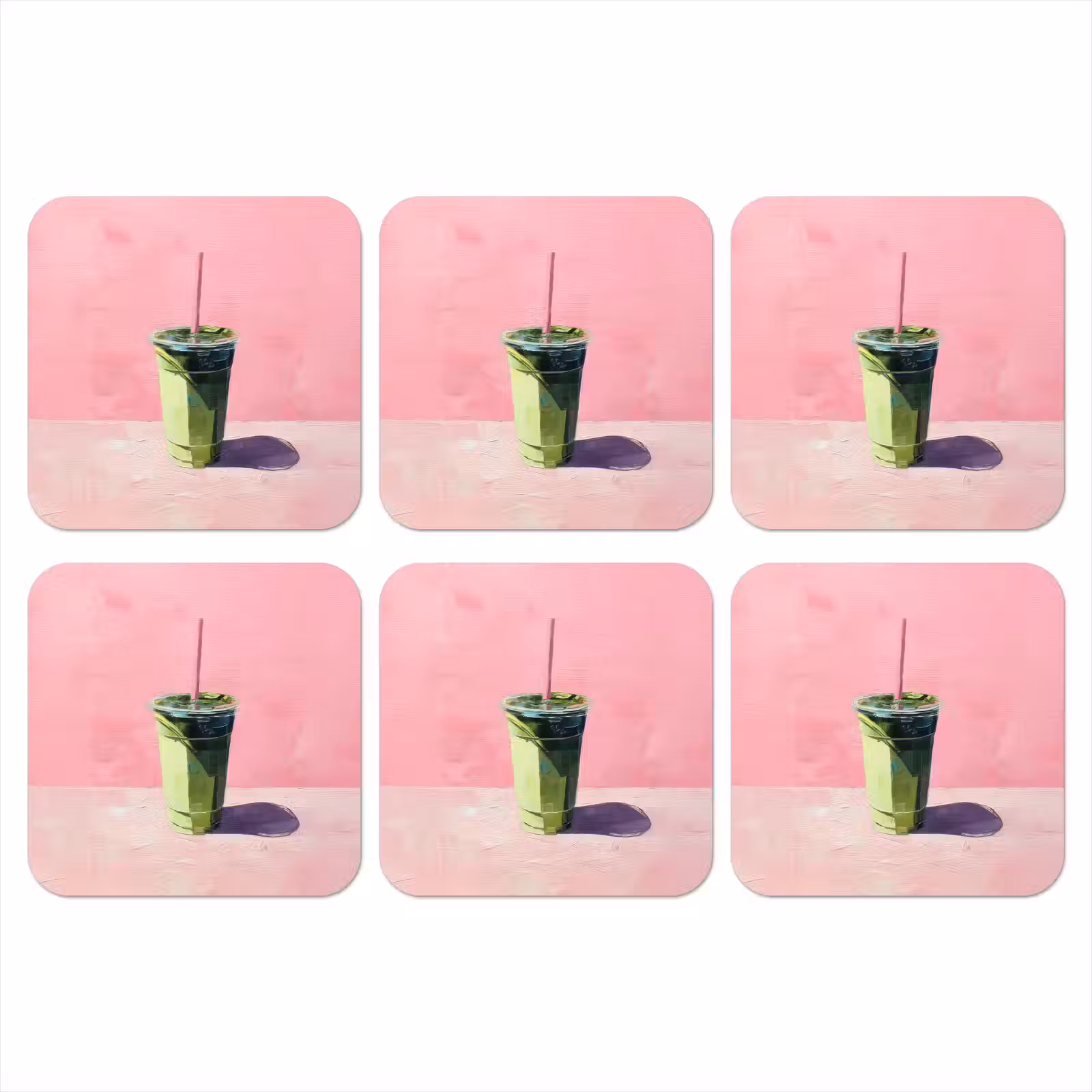 Onderzetter - Beker - Rietje - Minimalistisch - Groen — 1