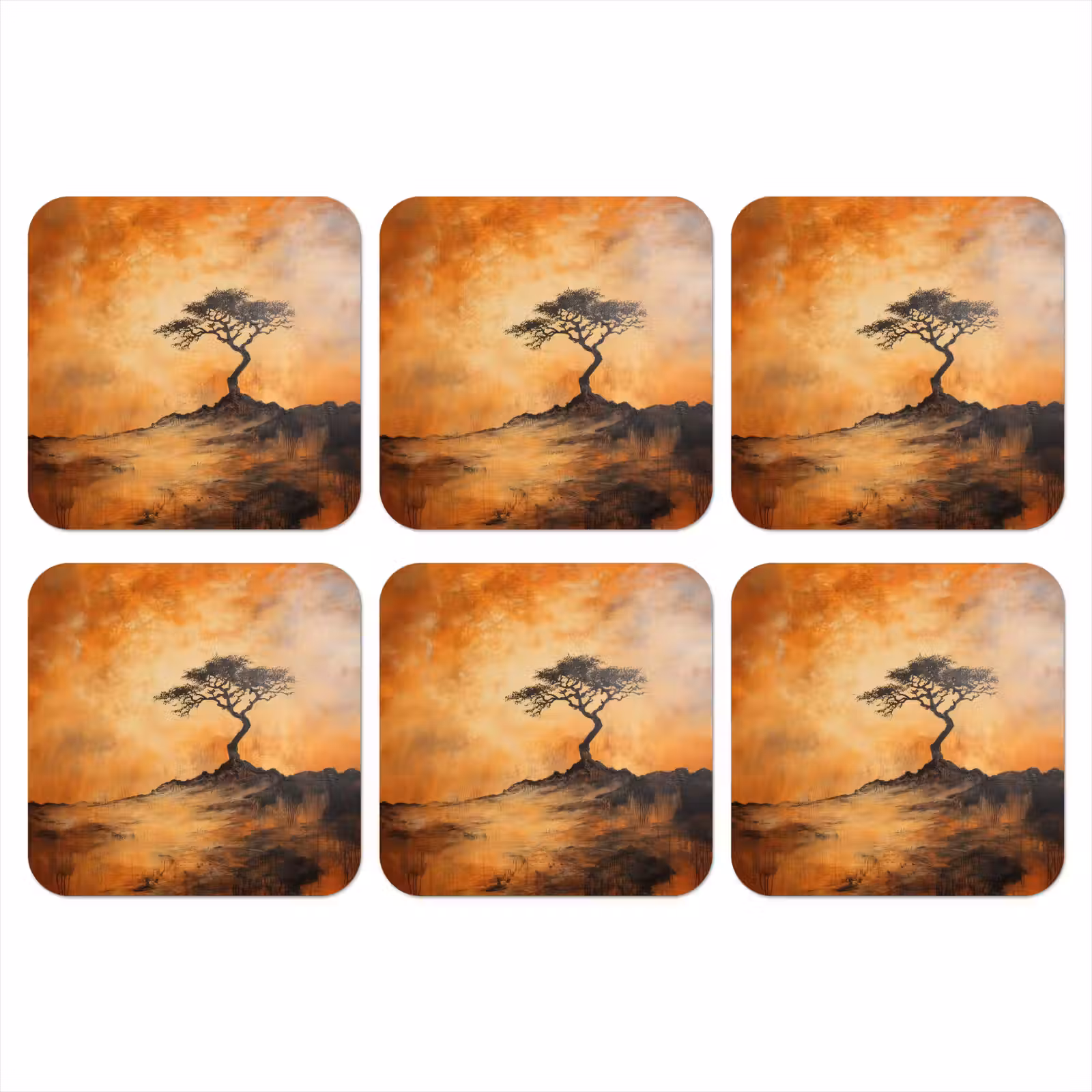 Onderzetter - Boom - Landschap - Oranje — 1