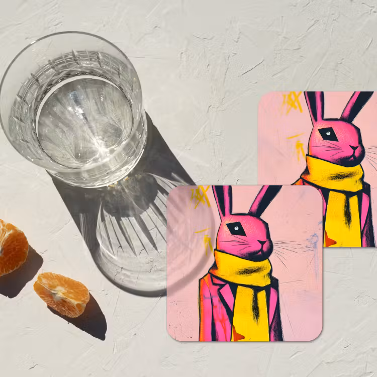 Onderzetter​ - Abstract - Konijn - Sjaal - Geel — 3
