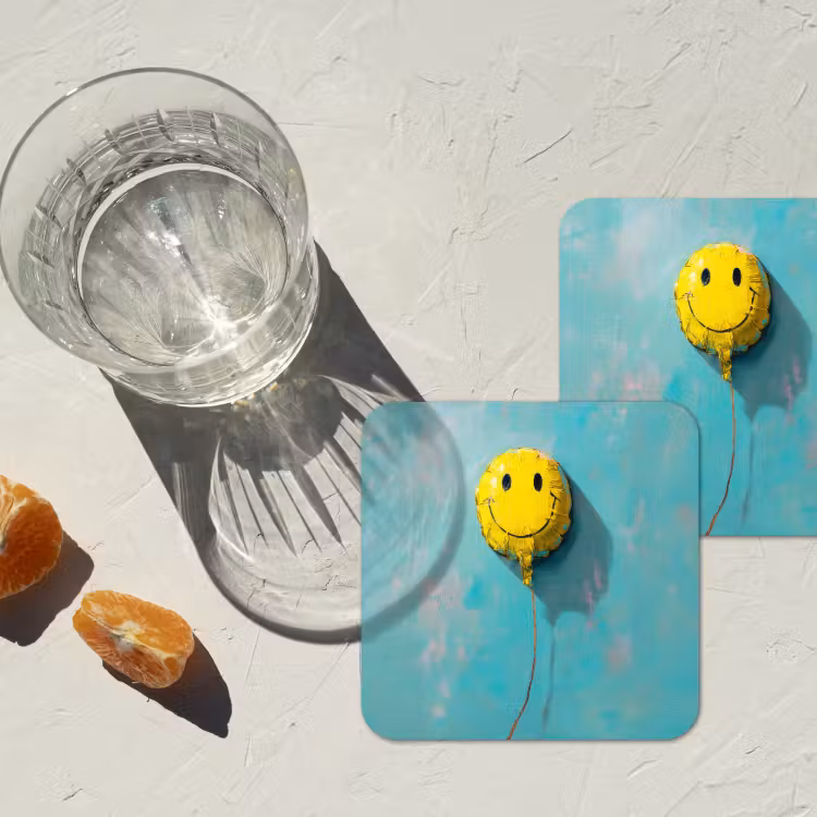 Onderzetter - Ballon - Geel - Smiley — 3