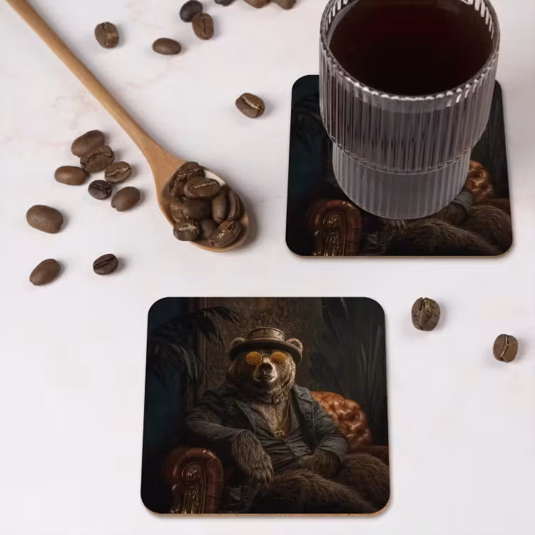 Onderzetter - Beer - Bruin - Pak - Hoed — 4