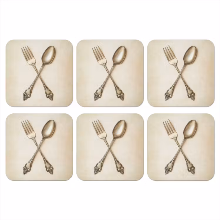 Onderzetter - Beige - Vintage - Bestek — 1