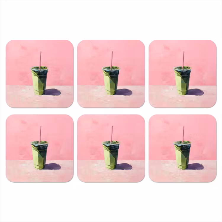 Onderzetter - Beker - Rietje - Minimalistisch - Groen — 1
