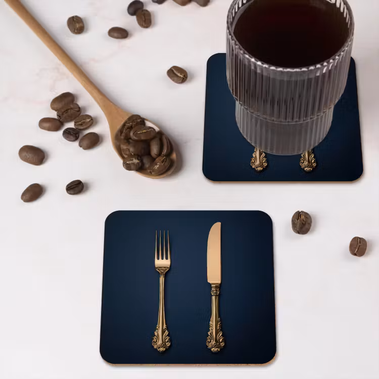 Onderzetter - Bestek - Donkerblauw - Goud — 4