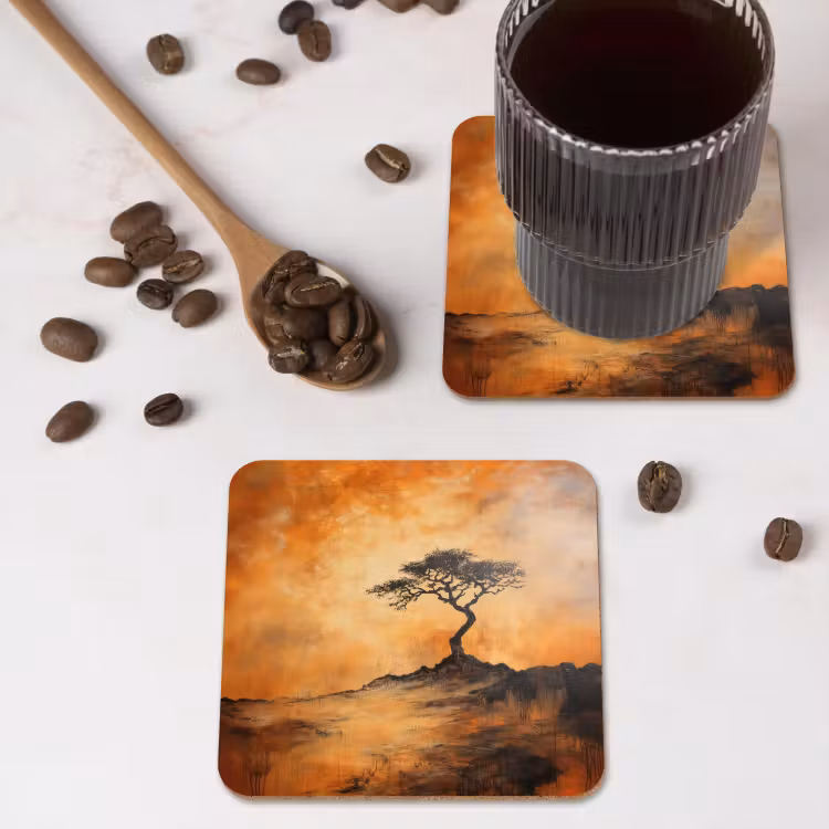 Onderzetter - Boom - Landschap - Oranje — 4