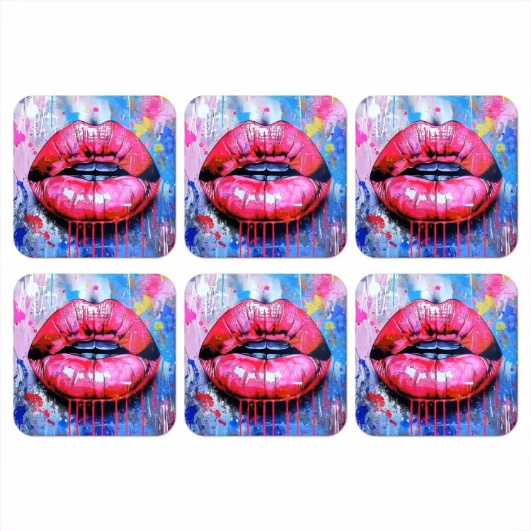 Onderzetter - Graffiti - Lippen - Felroze - Geschilderd — 1
