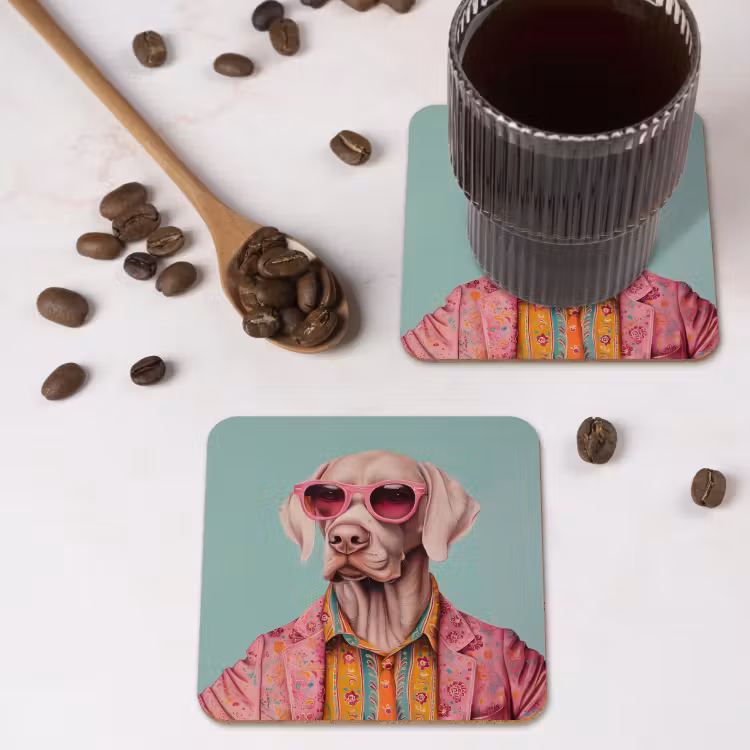 Onderzetter - Hond - Overhemd - Bloemen - Bril — 4