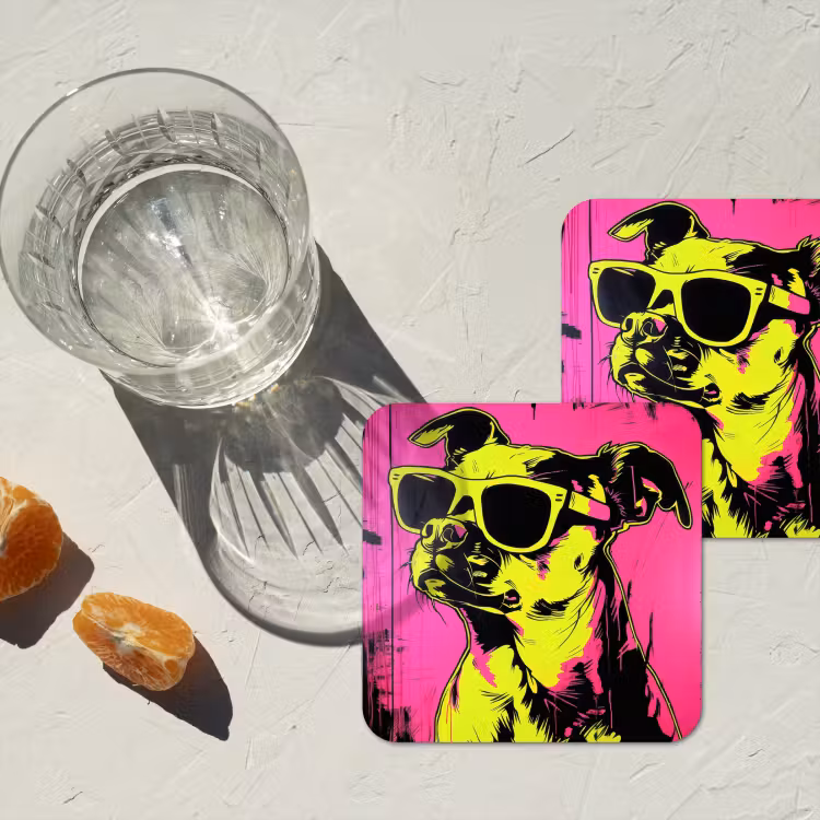 Onderzetter - Hond - Zonnebril - Roze - Art — 3