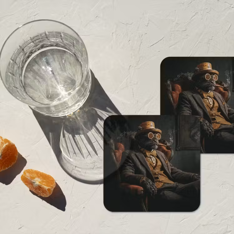 Onderzetter - Kat - Pak - Oranje - Sigaar — 3