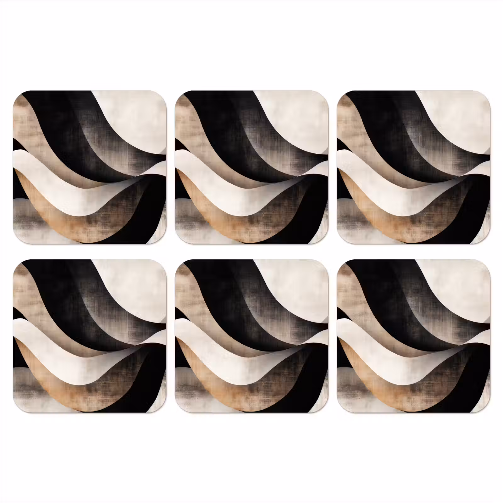 Onderzetter - Abstract - Golven - Zwart - Verweerd — 1