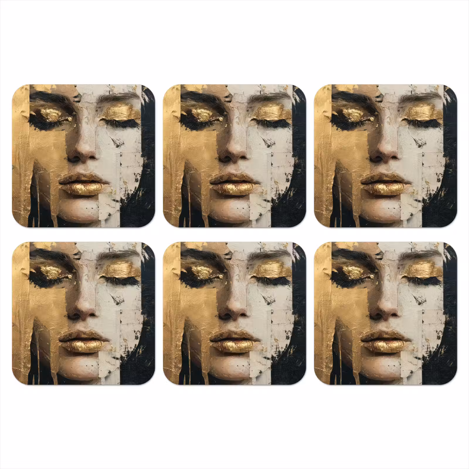 Onderzetter - Abstract - Goud - Gezicht - Lippen — 1