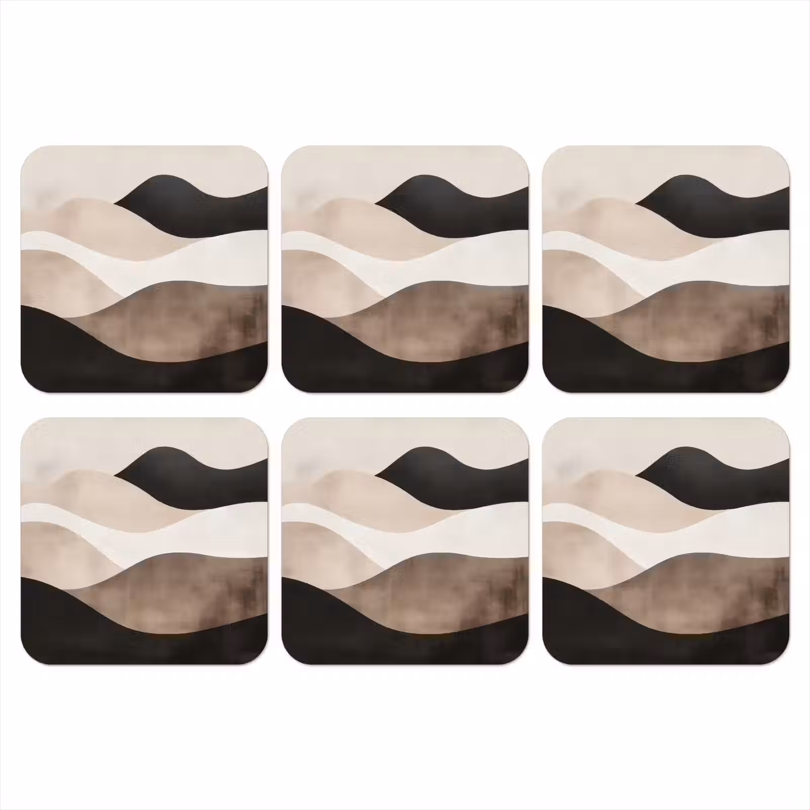 Onderzetter - Abstract - Landschap - Golven - Crèmekleur — 1