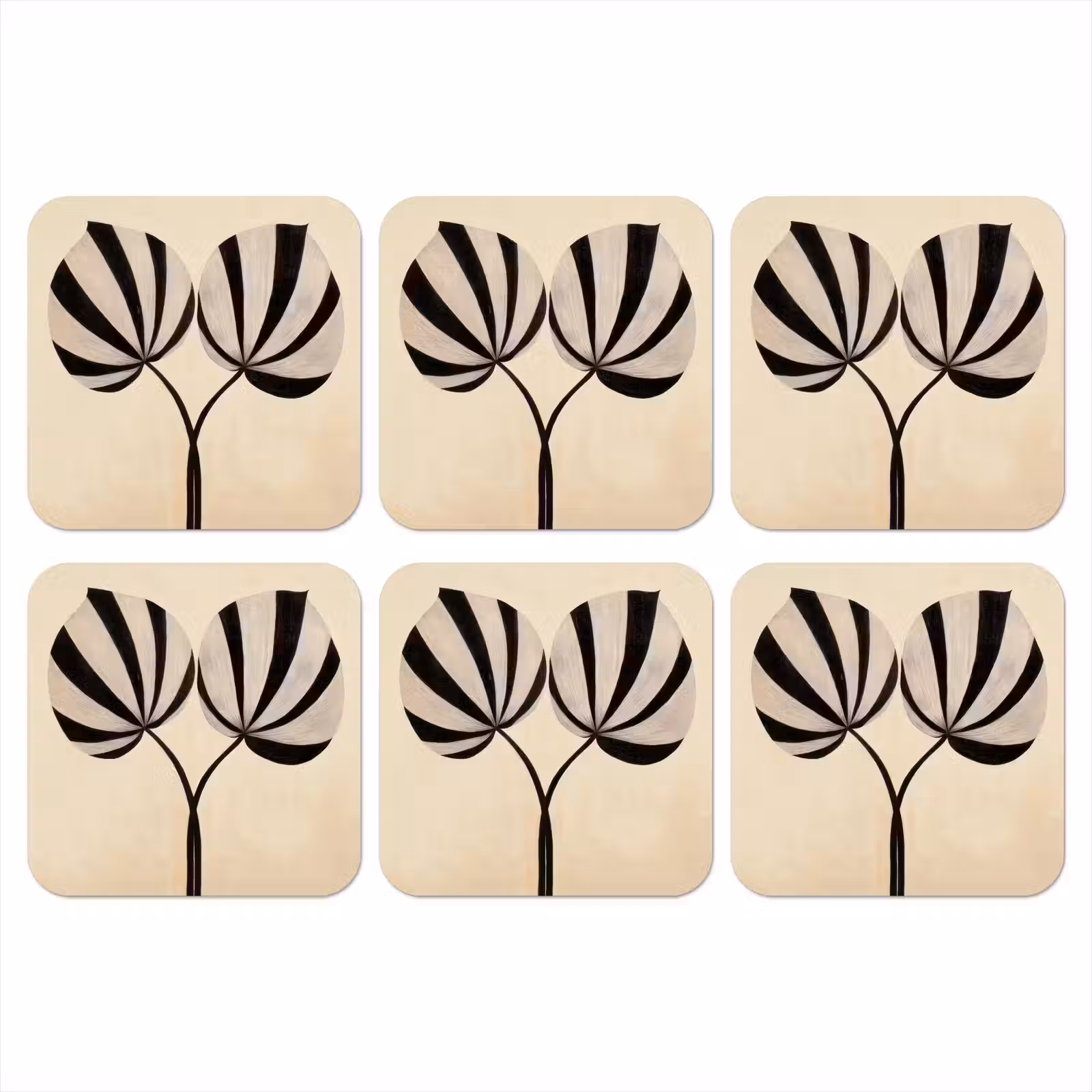 Onderzetter - Bladeren - Gestreept - Stengel - Beige — 1